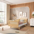 Cama Infantil Solteiro Montessoriano Lift Com Rattan 2 Grades