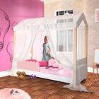 Cama Infantil Solteiro Rose Com Voal Branco Jhulia Divaloto C
