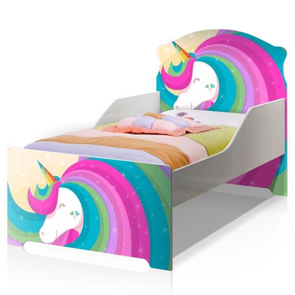 Cama Infantil Uly Unicórnio Arco Íris Com Colchão