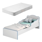 Cama Infantil Villae Menino Branco Azul Com Colchão