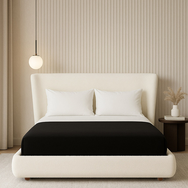 Cama Japonesa Com Cabeceira Corea Seo Casal Bouclé Off White