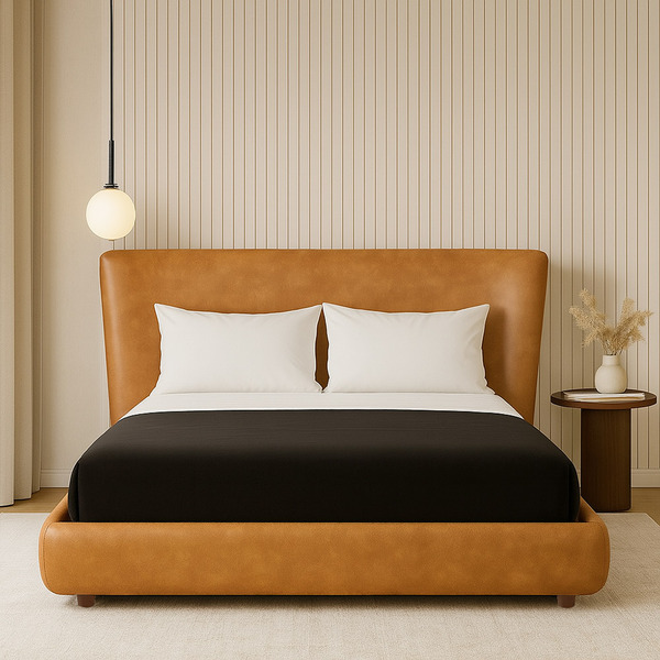 Cama Japonesa Com Cabeceira Corea Seo King Courino Caramelo -