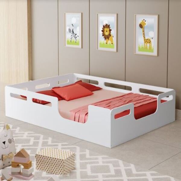 Cama Japonesa Lika Fácil Acesso Montessori Casal Branco