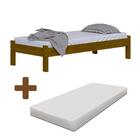 Cama Japonesa Solteiro Imbuia Com Colchão Madeira Nemargi