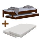 Cama Japonesa Solteiro Madeira Maciça Com Auxiliar E 2 Colchõ