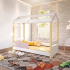 Cama Jéssica Infantil Branco/rosê Voal Branco Com Colchão E L