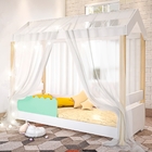 Cama Jéssica Solteiro Branco/menta Com Voal Branco E Led