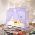 Cama Jéssica Solteiro Branco Voal Lilás Com Colchão E Led