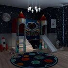 Cama Joy Espaço Com Escorregador E Dossel 2 Torres E Luz De L