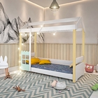 Cama Joyce Solteiro Branco/menta Com Colchão E Led