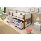 Cama Juvenil Branco Com Mel Com Baú Adesivado Lilas