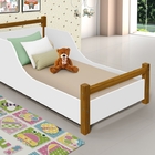 Cama Juvenil Branco Mel Com Pés Em Madeira Com Colchão