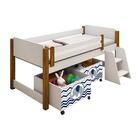 Cama Juvenil Com 2 Baús E Escadinha Adesivada Elefante Azul