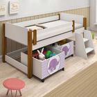 Cama Juvenil Com 2 Baús E Escadinha Elefante Branco Amendoa