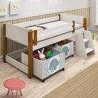 Cama Juvenil Com 2 Baús E Escadinha Naty Branco/amendoa Adesi