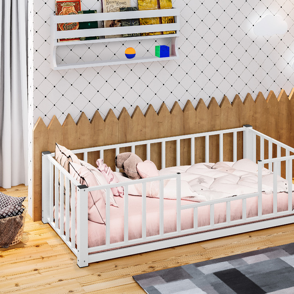 Cama Juvenil Montessoriana Com Estrutura 100% Em Aço- Branco