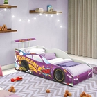 Cama Juvenil Piloto Carro Lilás Com Colchão