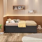 Cama Juvenil Solteiro Com 2 Gavetas Deva Yescasa Preto