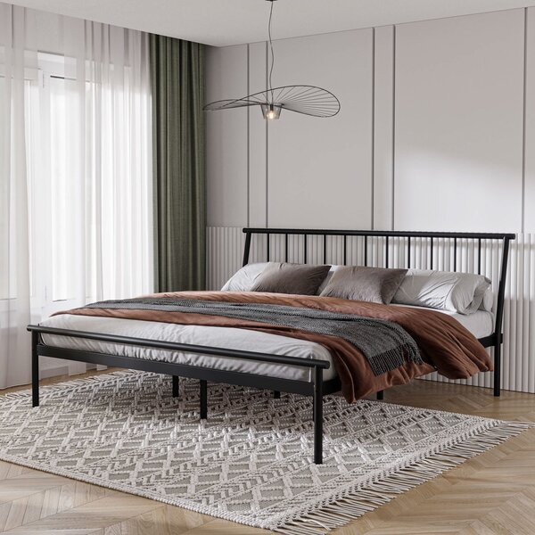 Cama King Em Aço Begônia Cabecasa Madeiraoriginals Cinza Graf