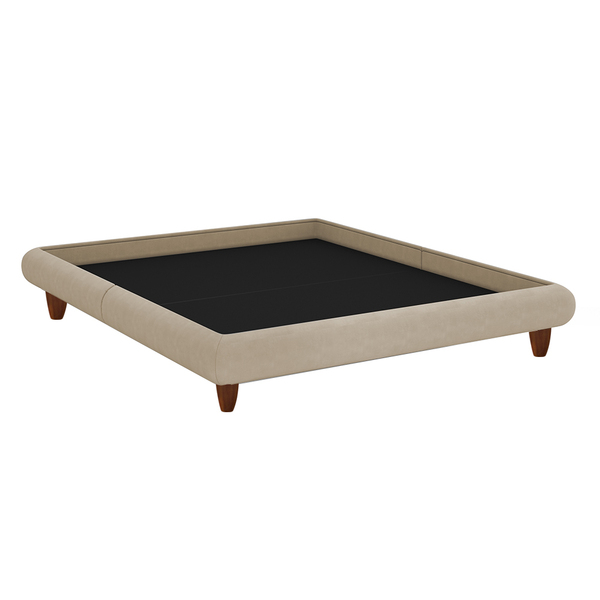 Cama King Japonesa 210cm Pés Madeira Haru Linho Bege - Sallar