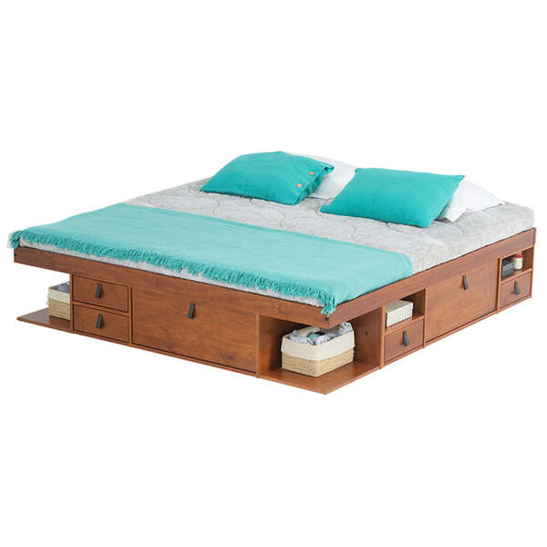 Cama King Size Com Gavetas Bali - Caramelo - Meu Móvel De Mad