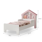 Cama Modelo Casinha Infantil Solteiro Branco Com Rosa