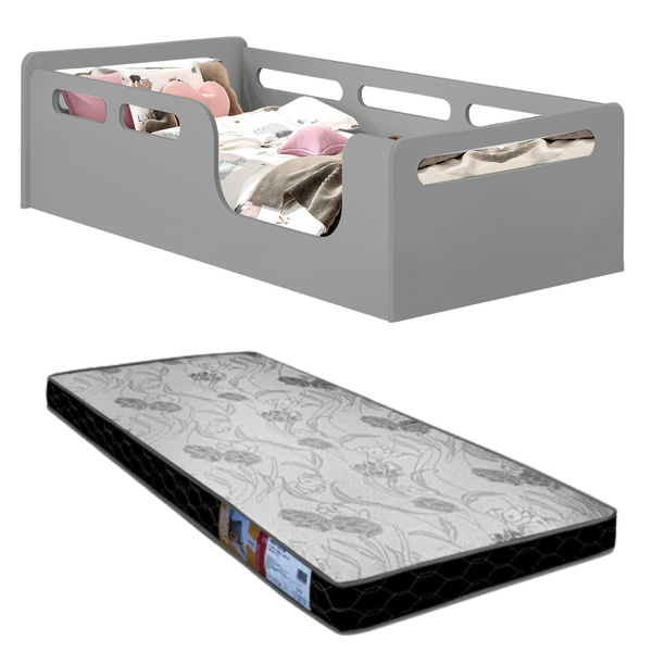 Cama Montessori 100% Mdf Solteiro Colchão Proteção Lateral Ci