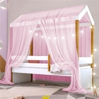 Cama Montessori Cabana Com Cordão Led E Dossel Rosa