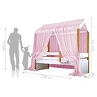 Cama Montessori Cabana Solteiro Com Dossel Rosa