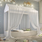 Cama Montessori Casa Juvenil Com Véu Branco E Colchão