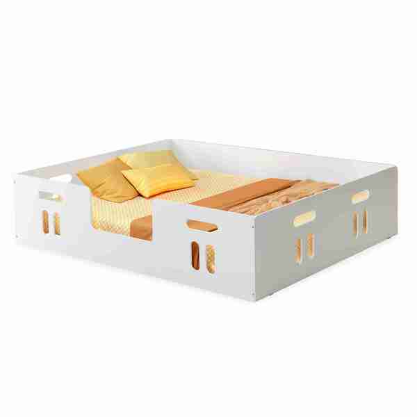 Cama Montessori Com Proteção Lateral Casal Branca  Mc Barreto