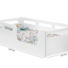 Cama Montessori De Solteiro C/ Grade De Proteção Branca