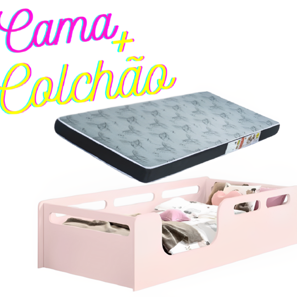 Cama Montessori Juvenil Acompanha Colchão Rosa