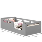 Cama Montessori Solteiro Infantil Cinza + Colchão
