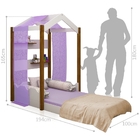 Cama Montessoriana Casa Solteiro Com Voal Lilás E Colchão