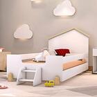 Cama Montessoriana Casinha Gold Solteiro Escadinha Branco
