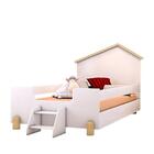 Cama Montessoriana Casinha Gold Solteiro Escadinha Branco