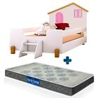 Cama Montessoriana Casinha Solteiro Com Escadinha Branco Rosa