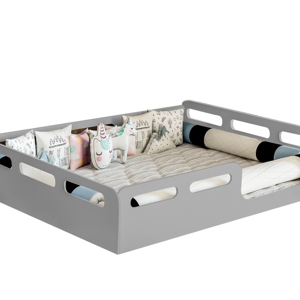 Cama Montessoriana Cinza Acetinada Casal Potente