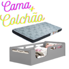 Cama Montessoriana Cinza Solteiro Com Colchão