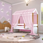 Cama Montessoriana Exclusiv Solteiro Com Voal Rosa