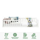 Cama Montessoriana Infantil Branco Grades De Proteção Lateral