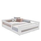 Cama Montessoriana Infantil Space Casal Com Rattan E Grade De