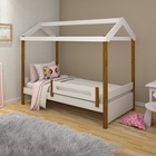 Cama Montessoriana Isa Solteiro Branco E Mel Com Colchão