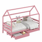 Cama Montessoriana Madeira Maciça Casa Com Estrado Clia Rosa