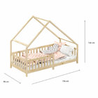 Cama Montessoriana Madeira Maciça Casa Com Estrado Cora - Nat
