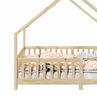 Cama Montessoriana Madeira Maciça Casa Com Estrado Cora - Nat