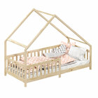 Cama Montessoriana Madeira Maciça Casa Com Estrado Cora - Nat