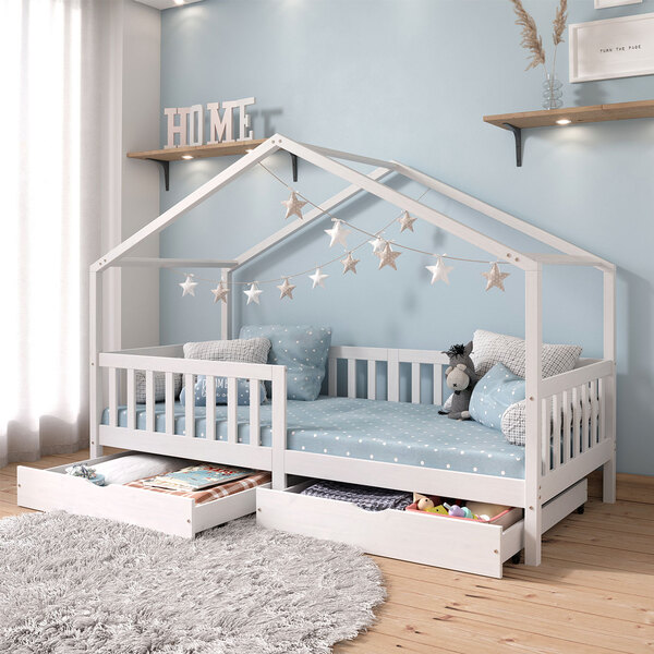 Cama Montessoriana Madeira Maciça Casa Com Estrado Elea - Bra