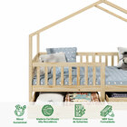 Cama Montessoriana Madeira Maciça Casa Com Estrado Elea - Nat